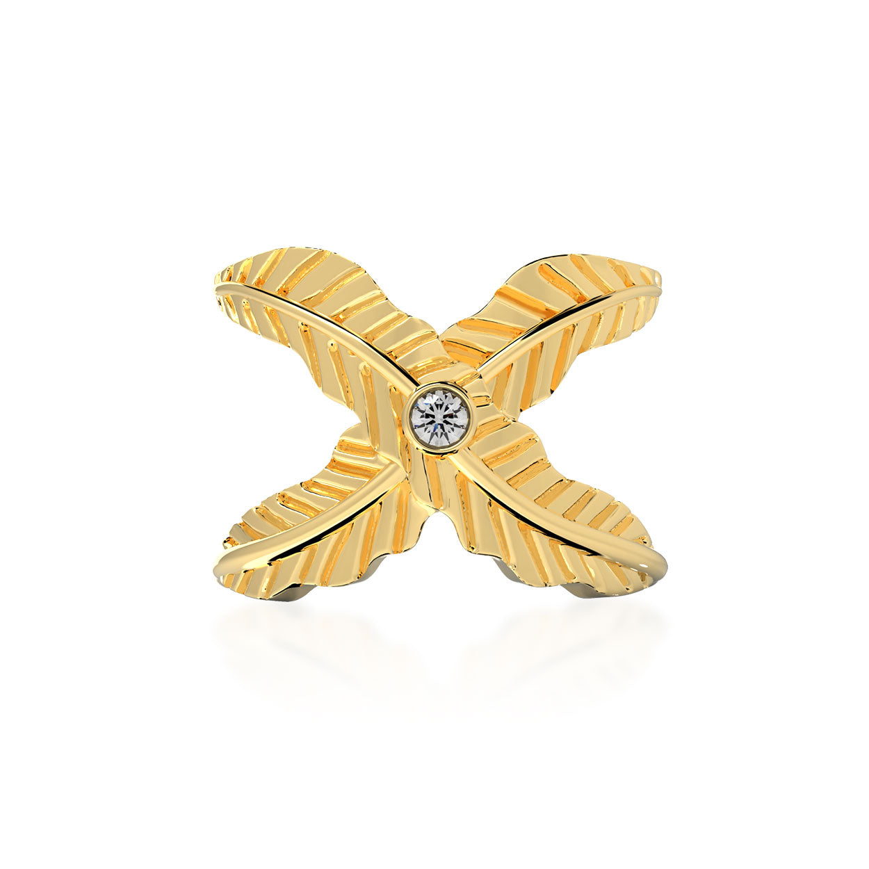 Boho Dream Criss Cross Feather Ring- Gold Plated