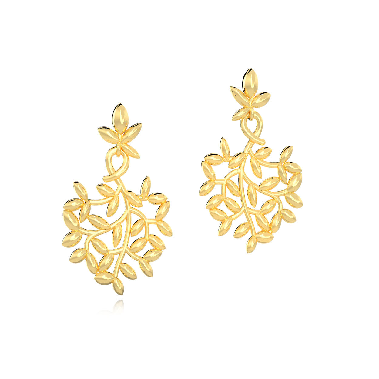 Romantic Floral Olive Leaf Drop Earrings